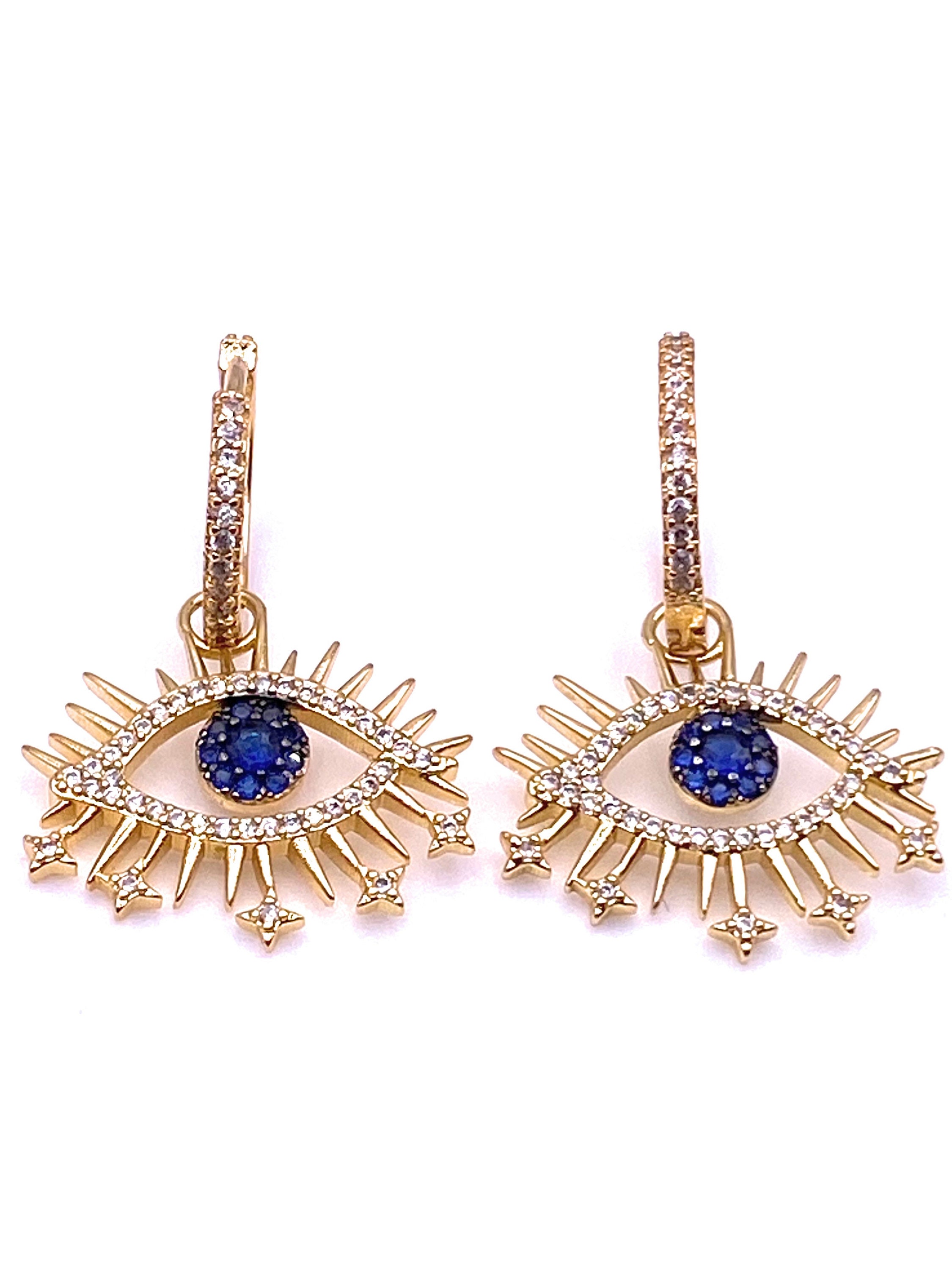 Evil Eye Gold Plated Hoops Earrings Evil Eye Charm Earrings Etsy