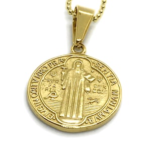 18K Gold Plated St. Benedict Pendant, Saint Benedict Necklace, San Benito Necklace, Collar San Benito, St. Benedict Jewelry, Religious Gift