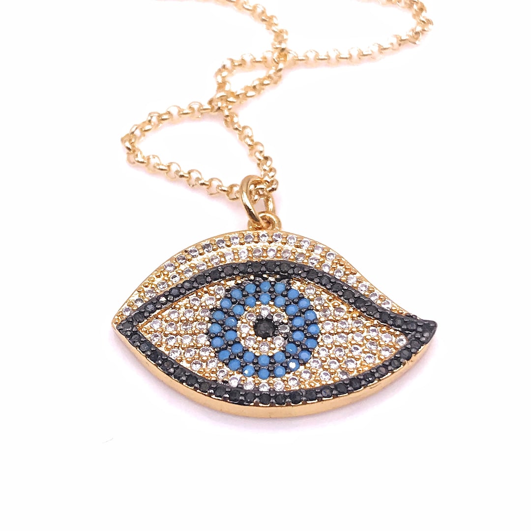 Gold Evil Eye Pendant Necklace, Evil Eye Fashion Necklace for Women ...