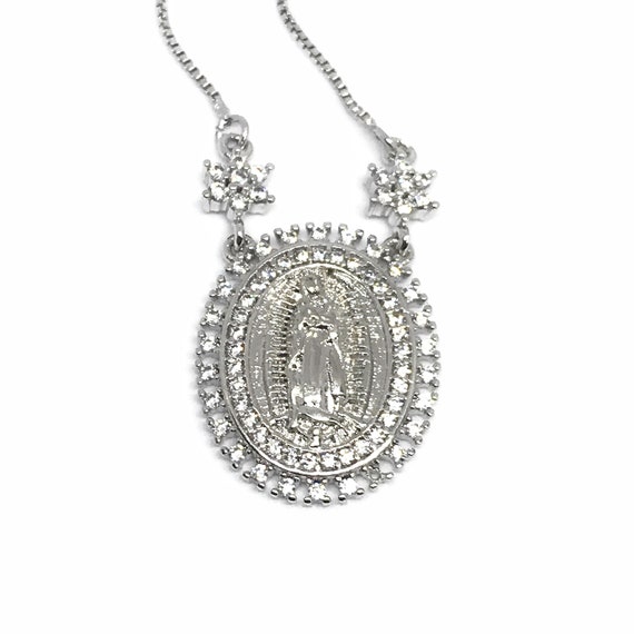 Amazon.com: Guadalupe virgin silver necklace, Dainty medal