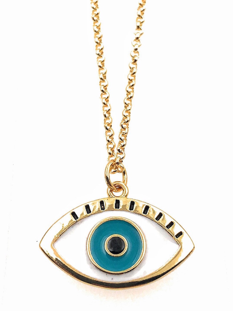 Evil Eye Pendant Necklace Enamel Evil Eye Necklace Fashion Etsy