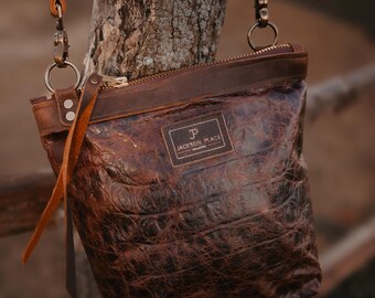 The Brown Croc Savannah Saddle Bag