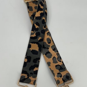 Correa para bolso con estampado de leopardo: bandolera tejida en gris humo, ajustable