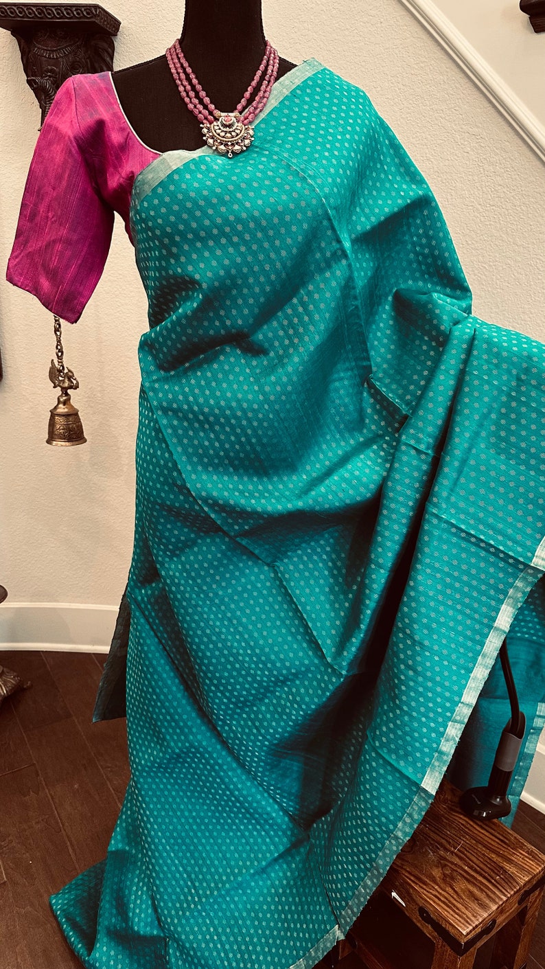 teal green saree blouse