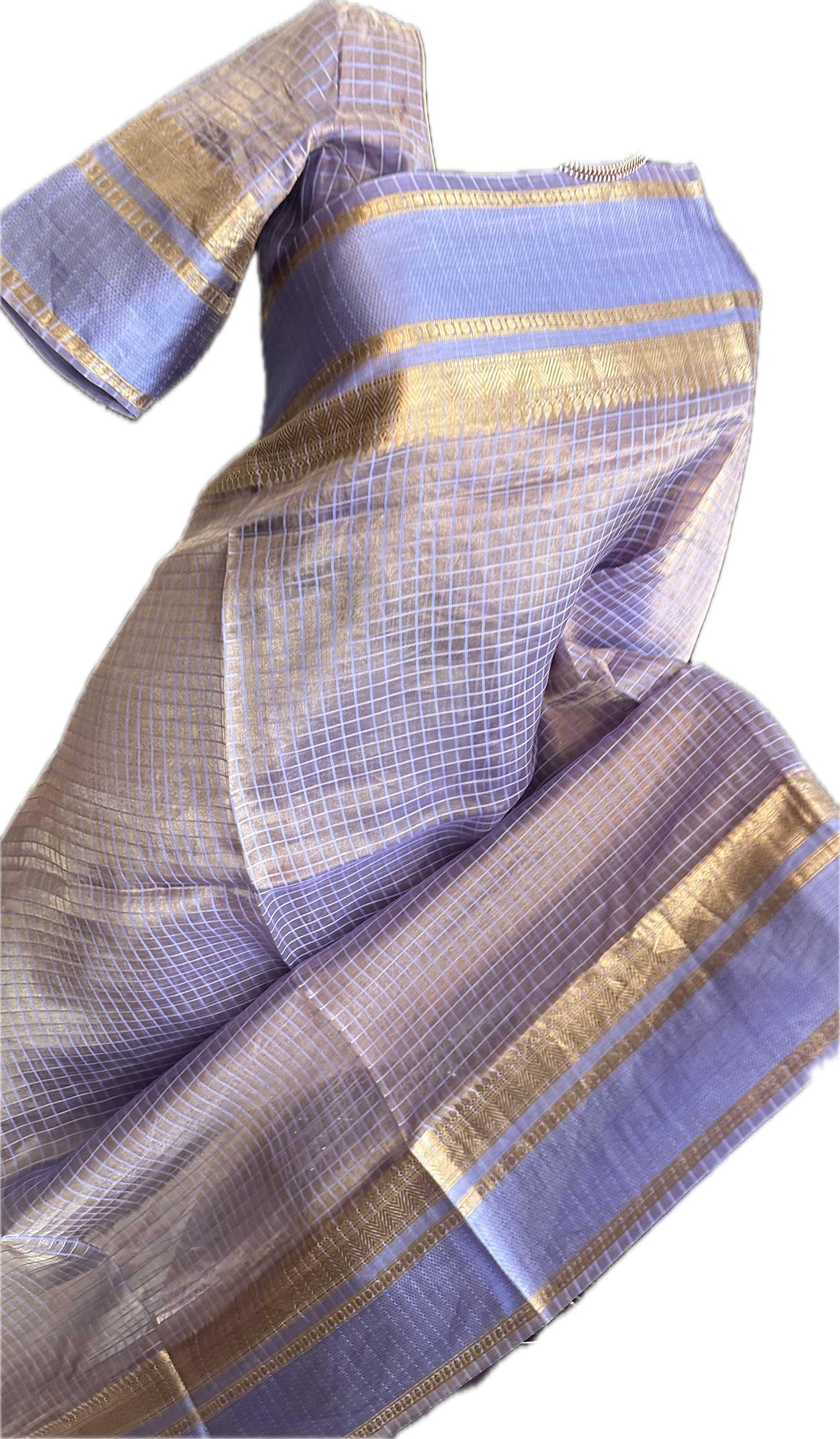 Pure Double Tissue beneras lavender soft organza silk saree with blouse online shopping usa