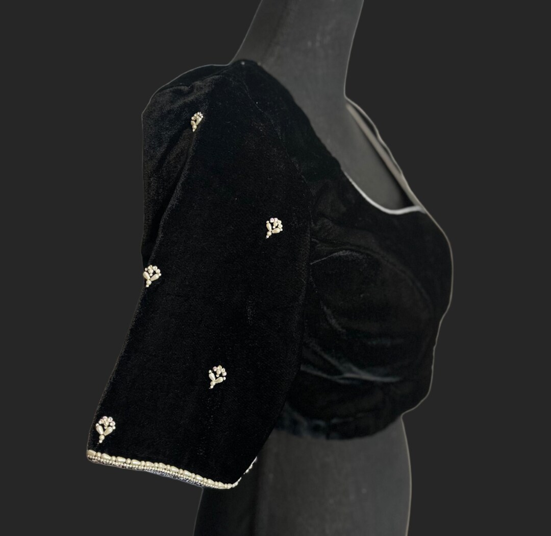 Ready Made Velvet Blouse With Stone Work main image 1