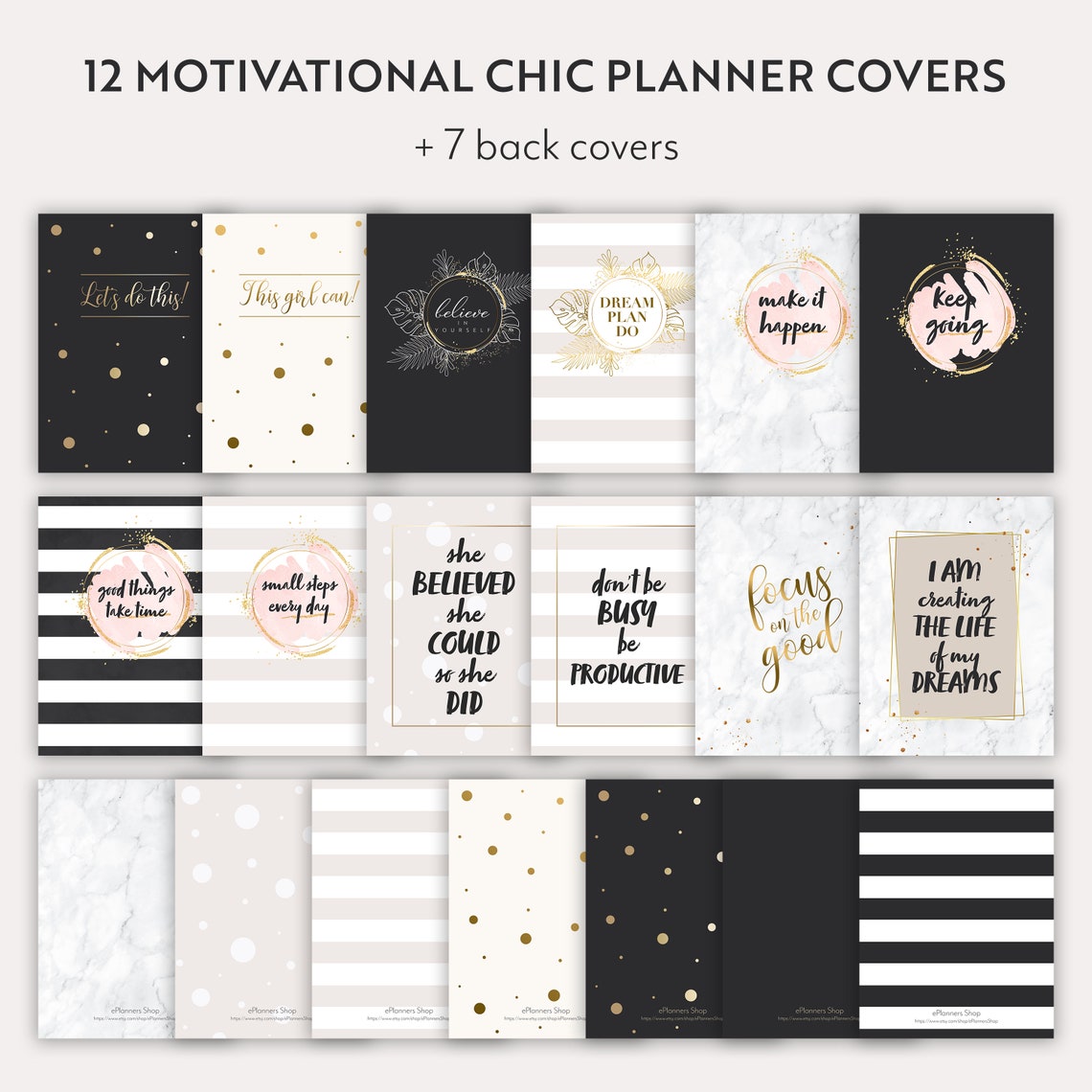 Digital planner covers motivational chic planner cover PNG Etsy