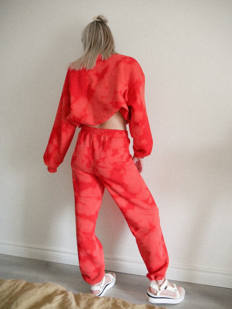 Red Tie Dye Sweatsuit / 2 Piece Sweatsuit Set / Bleach | Etsy