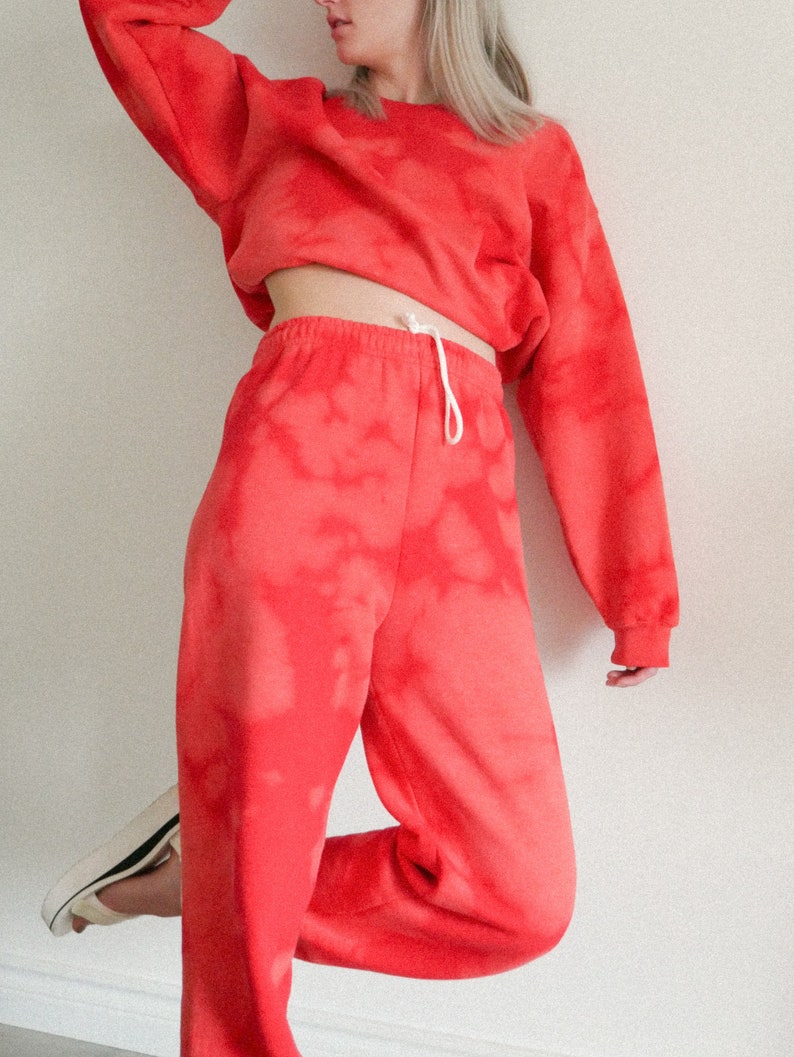 Red Tie Dye Sweatsuit / 2 Piece Sweatsuit Set / Bleach | Etsy