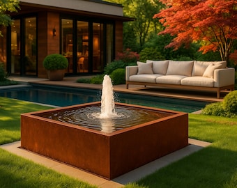 Cortenstahl Wasserspiel: Moderner Outdoor Brunnen