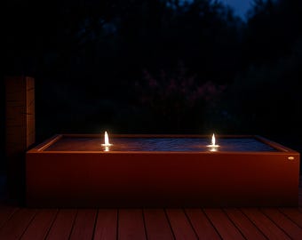 Corten Steel Water Fountain: Modern Outdoor Feature with LED Lights