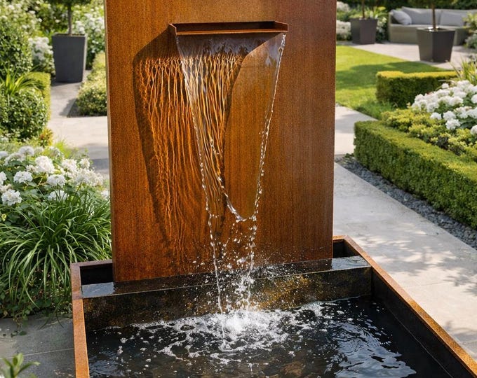 Modern Custom Made Corten Steel Water Feature-