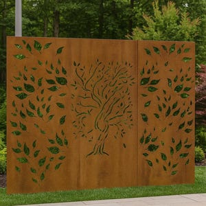 Custom Corten Steel Privacy Screen: Rustic Metal Wall Art, USA Made