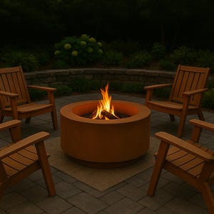 Corten Steel Round Fire Pit: Modern Rust Patina Bowl (24&quot;x10&quot;)