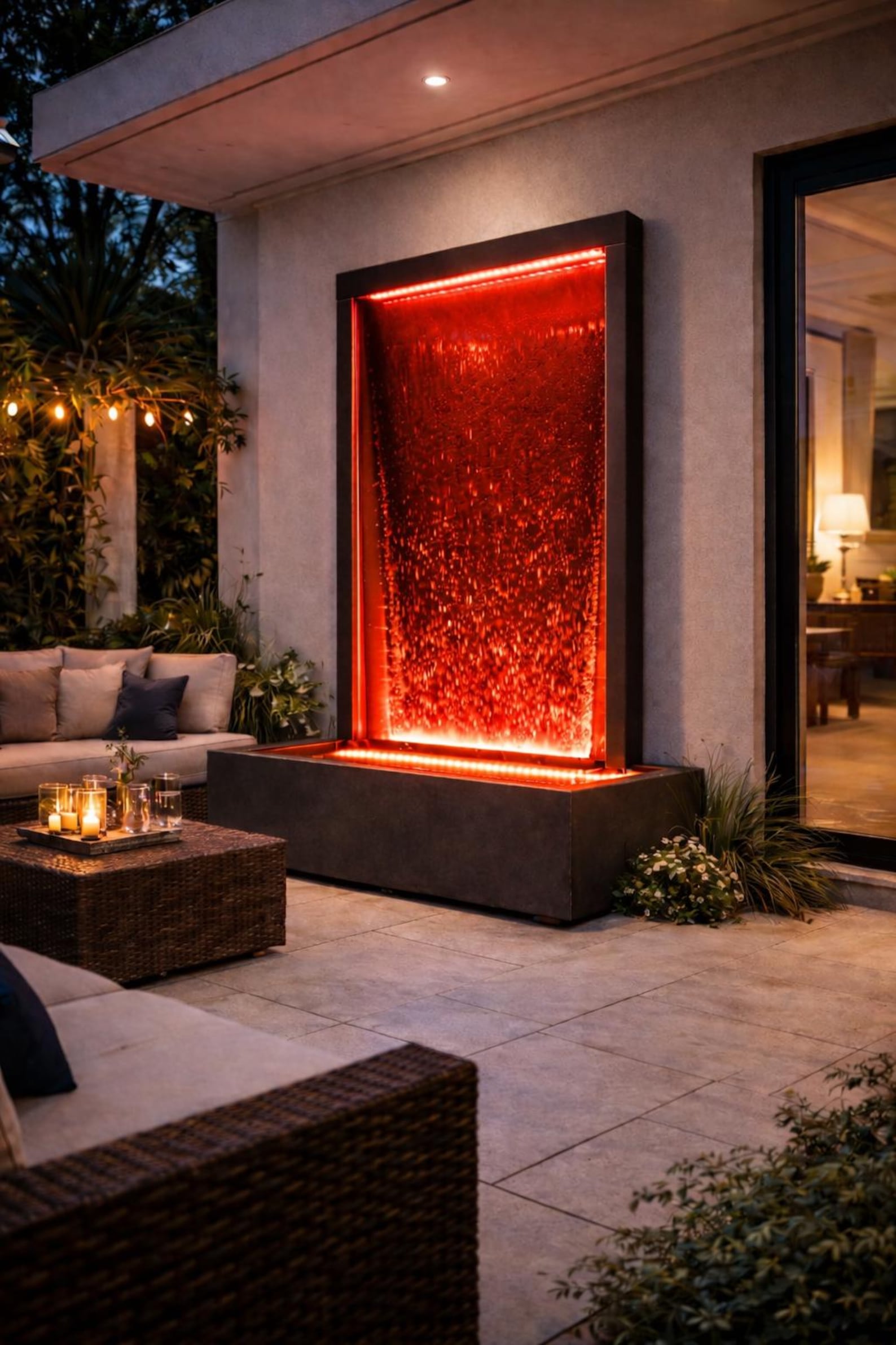 Colorbond Water Feature Color Changing LED Bubble Wall Fountain – Modern Outdoor Water Feature ...