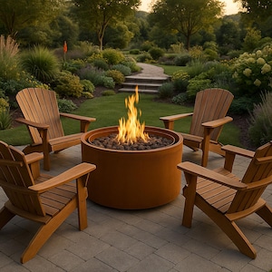 Modern Corten Steel Fire Pit Kit: 43” Round Nesting Fire Bowl