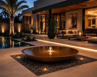 Aura Cascade™ Modern Corten Steel Water Bowl Fountain
