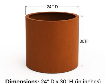 Handcrafted Corten Steel Round Planter: Weather-Resistant Indoor-Outdoor Pot