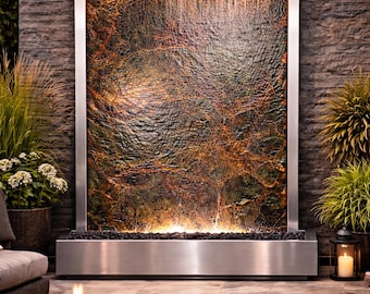 モダンなステンレス製噴水 - カーボンファイバーパネルを使用した豪華な屋外噴水