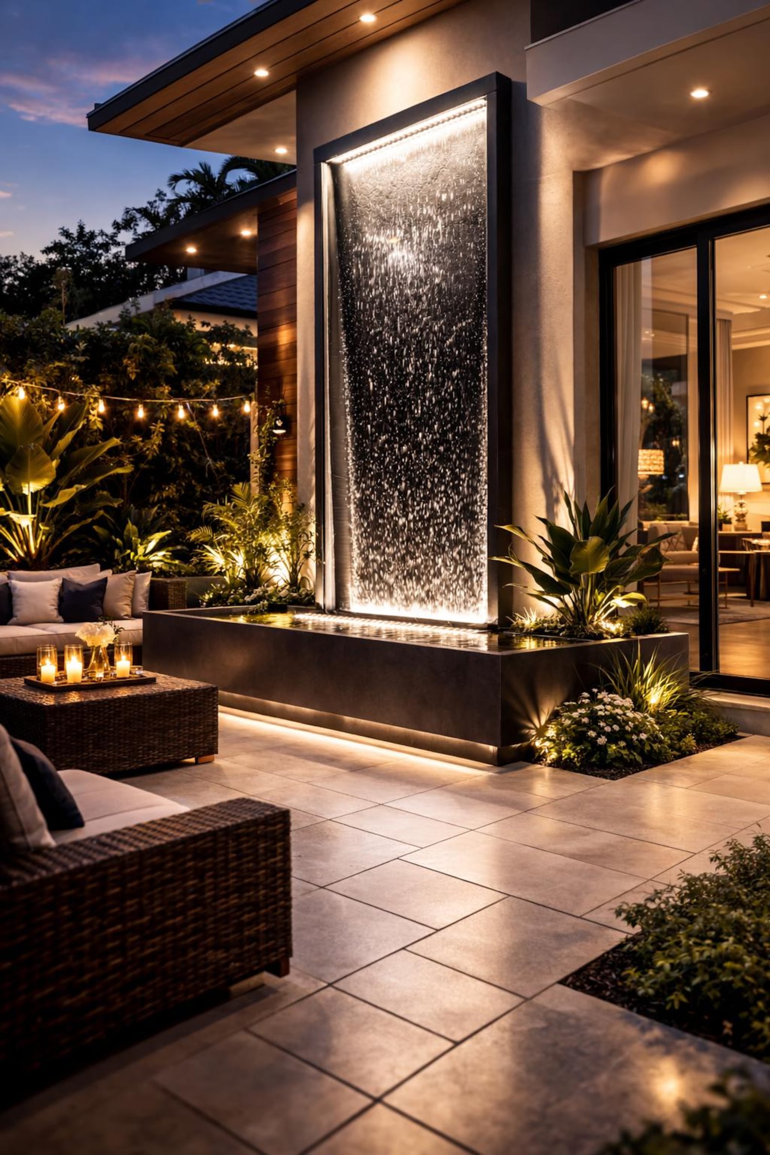 Colorbond Water Feature Color Changing LED Bubble Wall Fountain – Modern Outdoor Water Feature ...