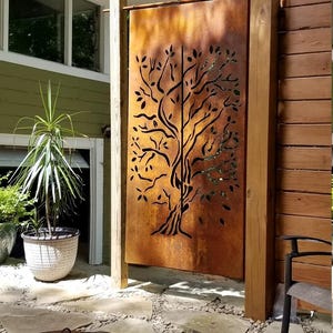 Custom Size - Tree garden door, Large Metal Art Panels, Fencing Panels, Garden Metal, Outdoor Privacy Screens .