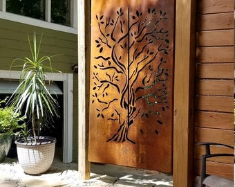 Custom Size - Tree garden door, Large Metal Art Panels, Fencing Panels, Garden Metal, Outdoor Privacy Screens .