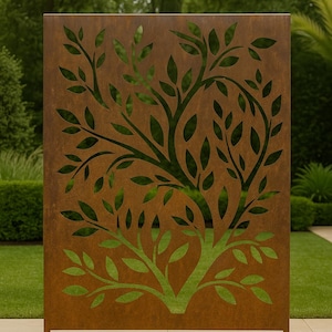 Custom Corten Steel Privacy Panel: USA-Made Garden Screen