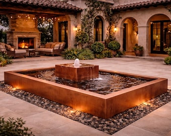 ヴィラ・ネロ – 地中海コレクション | コルテン鋼、粉体塗装、ステンレススチール、銅を使用した、時代を超越した建築的な噴水