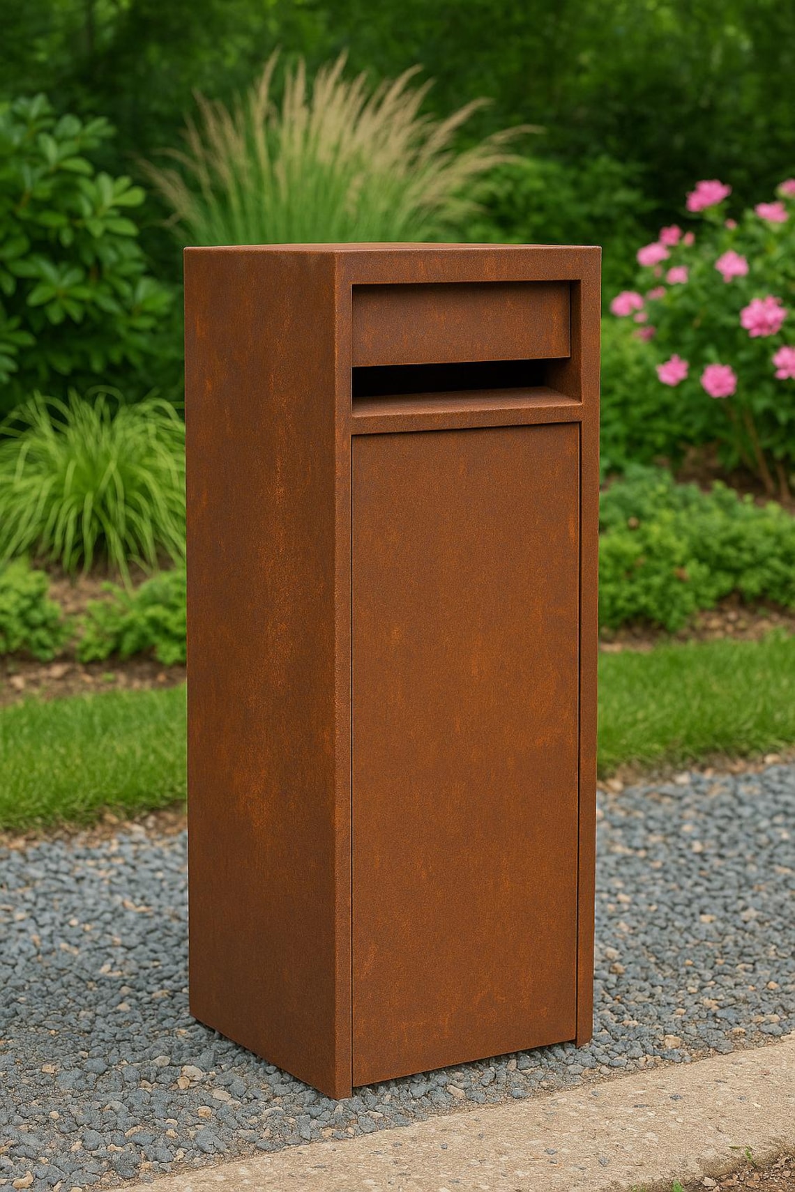 Corten Steel Mailbox: Modern Rust Finish, Weather-resistant Outdoor Box ...