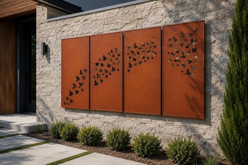 Custom Corten Steel Privacy Panels With Posts – Framed Decorative ...