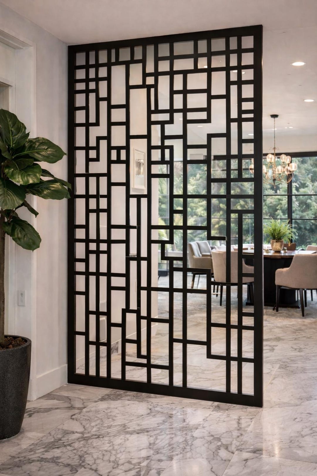 Architectural Metal Room Divider Panel | Geometric Steel Screen ...