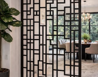 建築用金属製間仕切りパネル | 幾何学模様のスチールスクリーン | カスタム内装間仕切り | 床から天井までの仕切り