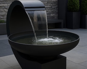 Corten Steel Outdoor Fountain: Rusted Finish Circular Water Feature (40" DIA x 16" H)