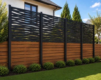 Corten Steel Wave Privacy Screen | Modern Outdoor Metal Fence Panel