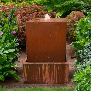 Custom Size Corten Cascade Water Feature - Rustic Elegance for Modern Outdoor