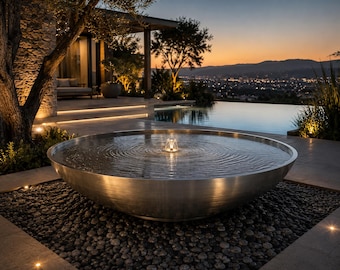 304 Stainless Steel Round Water Feature Bowl – Modern Outdoor Luxury Landscape Design