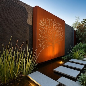 Custom Made Size - Outdoor Privacy Screen, Metal Wall Art, Custom Metal Art, Large Metal Wall Sculpture. This size is 48"W x 72"H.