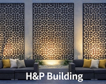 モダンな屋外用メタルウォールアートパネル - カスタム装飾プライバシースクリーン | H&Pビルディング