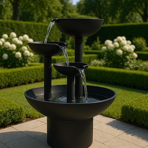 Fontaine moderne en cascade en acier corten, bol rouillé à plusieurs niveaux avec pompe incluse