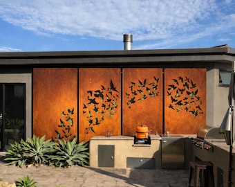 特注コルテン鋼製プライバシーパネル – ツリーデザイン