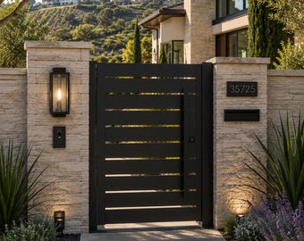 Modern Aluminum Pedestrian Gate | Contemporary Privacy Entry Gate | Made in USA