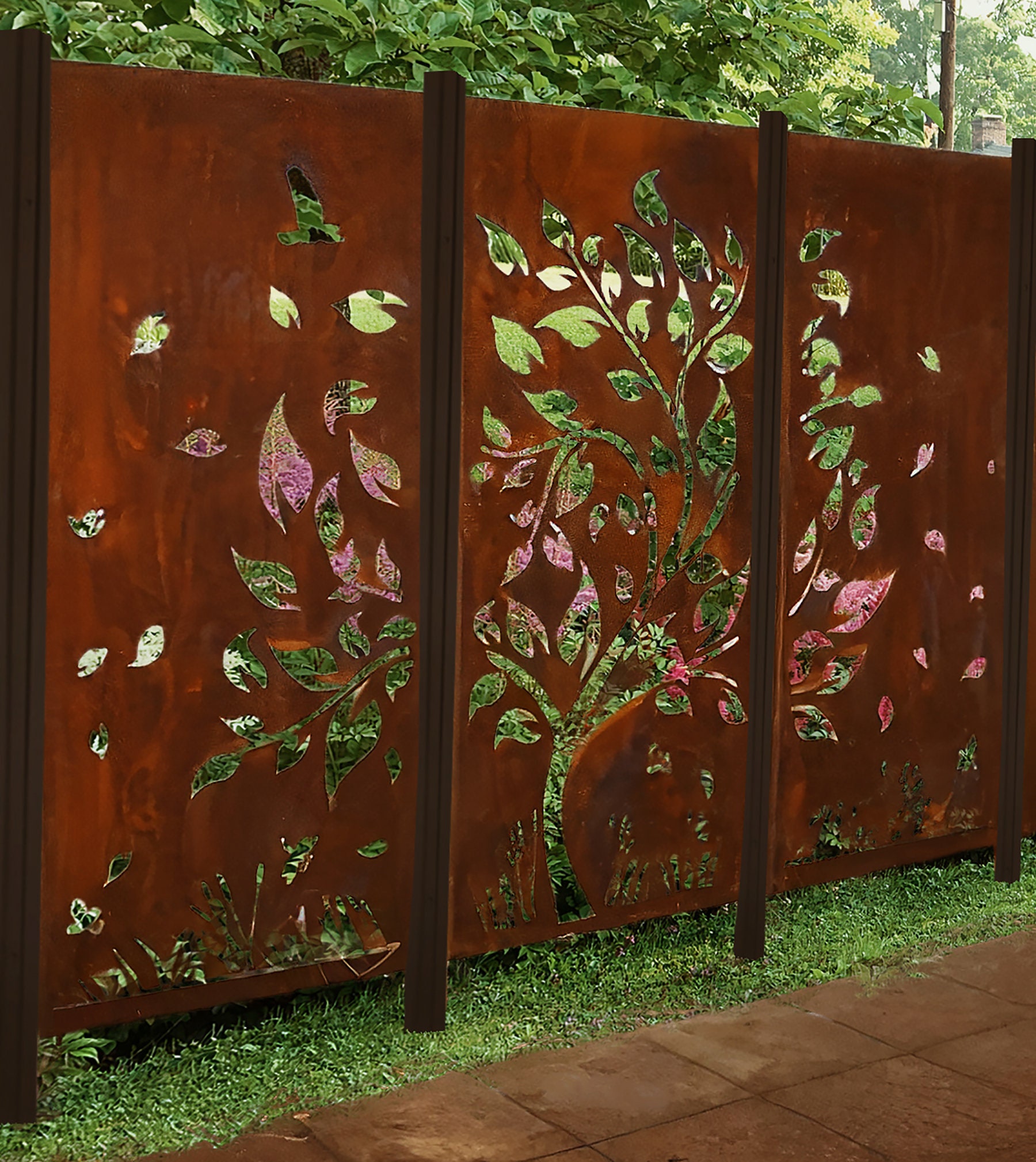 Custom Metal Privacy Screen: Outdoor Wall Art, Gazebo Panel