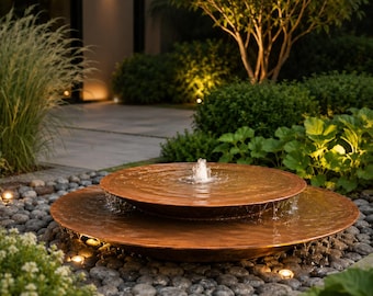 Custom Corten Steel Tiered Bowl Fountain | Modern Outdoor Garden Water Feature