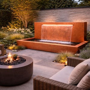 Modern Solid Copper Water Fountain – Luxury Outdoor Waterfall Feature ...