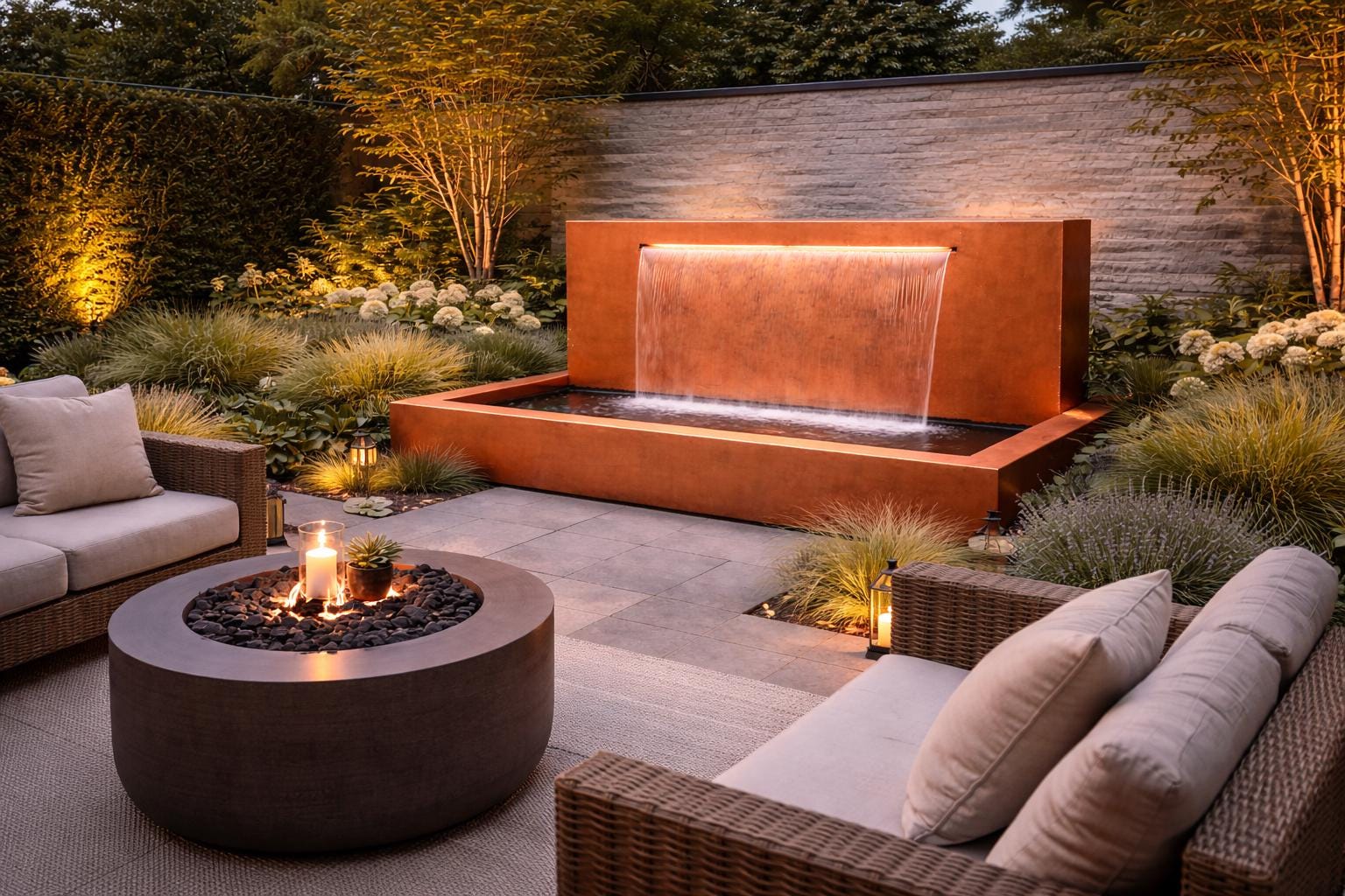 Modern Solid Copper Water Fountain – Luxury Outdoor Waterfall Feature ...