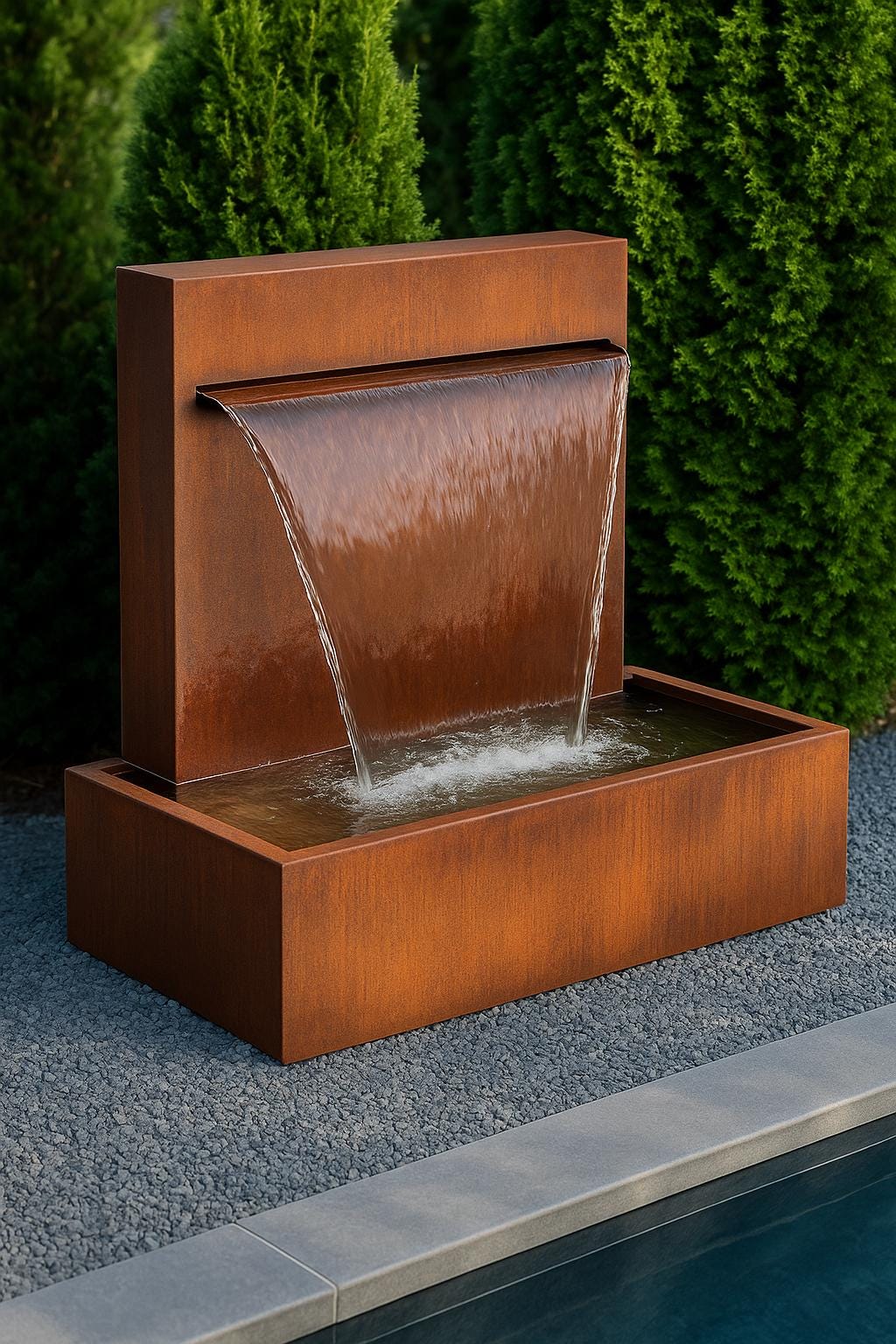 Rust Waterfall Modern Corten Steel Waterfall Fountain – Outdoor Rust Water Feature for ...