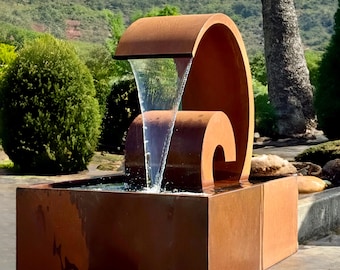Corten-Stahl-Wasserspiel: Gartenbrunnen im Freien, modernes Stream-Design