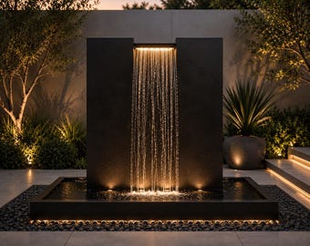 Modern Cascade Monolith™ – Exclusive Contemporary Corten Steel Water Feature by H&P Building