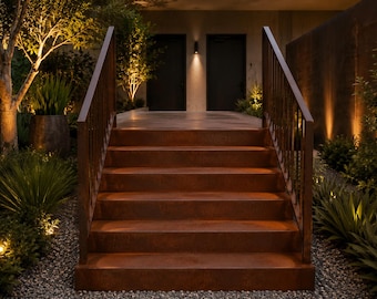 Maßgefertigte Treppen aus Cortenstahl | Moderne Außentreppe | Architektonische Stahlstufen