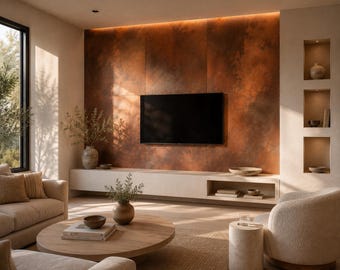 Custom Architectural Copper Wall Panels | Patina Interior Cladding | Modern Feature Wall